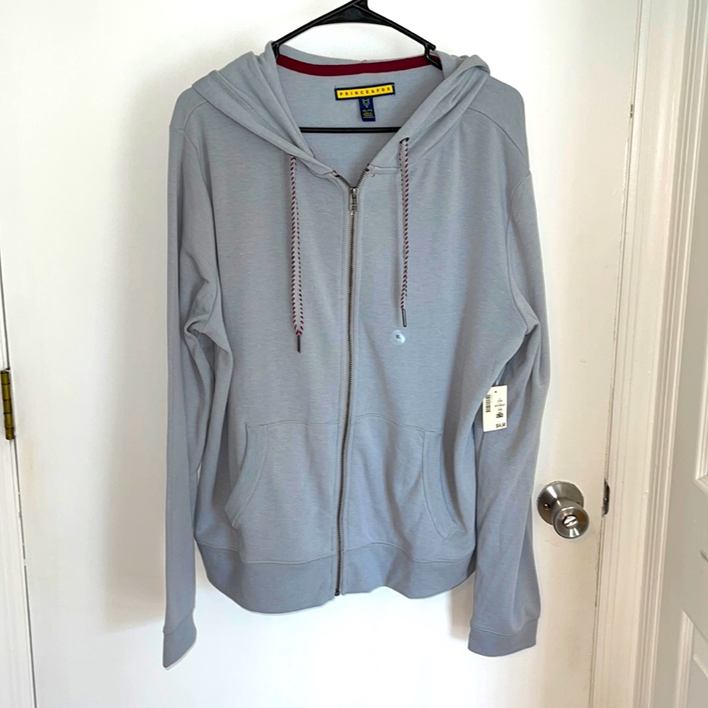 Prince & Fox hooded zipper front light jacket, Sz XL/TG runs small). NWT